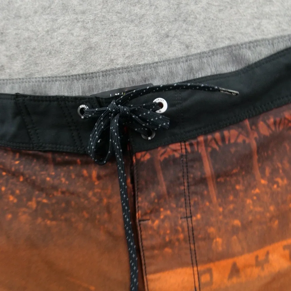 Hurley x Nascar Boardshorts Mens 32 Brown Swim Trunks Daytona Graphic Racing